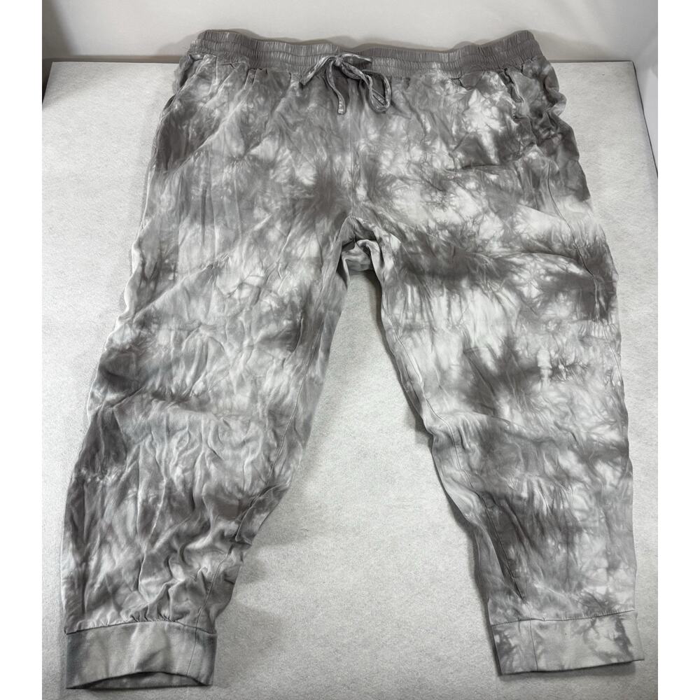 Torrid Tie Dye Jogger Pants Gray White Cropped Pull On Lounge Plus 3X